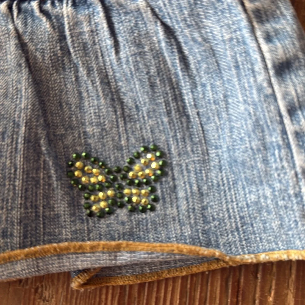 Children’s Place Distressed blue Denim Ruffle Skort Sz 6X/7 Butterfly Detail